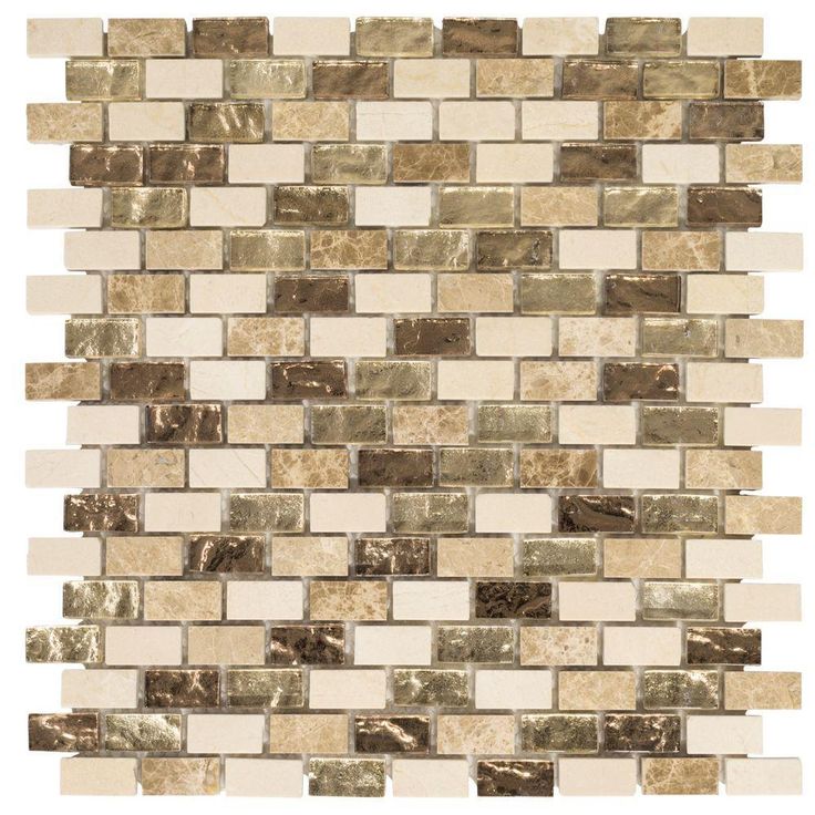 Jeffrey Court Molten Beige/Cream 12 in. x 12 in. x 8 mm Interlocking Glass/Marble Mosaic Tile