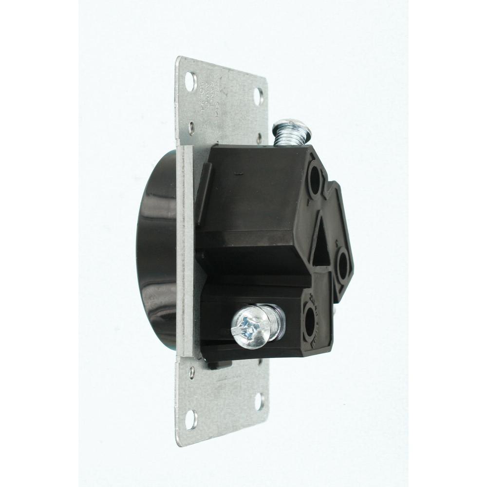 30 Amp 125-Volt/250-Volt Shallow Single Flush Mounted Outlet, Black - Super Arbor