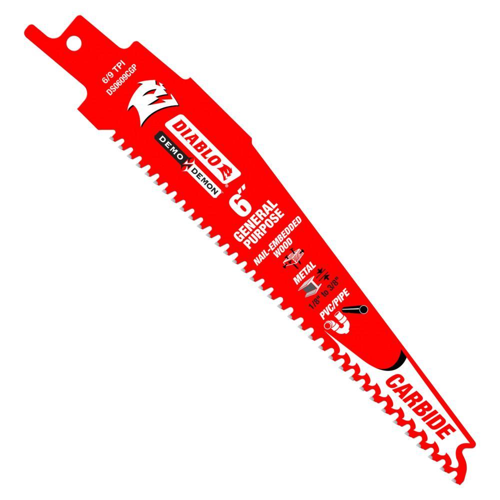 9 in. 6/9 TPI Demo Demon Carbide General Purpose Reciprocating Saw Blade (3-Pack) - Super Arbor