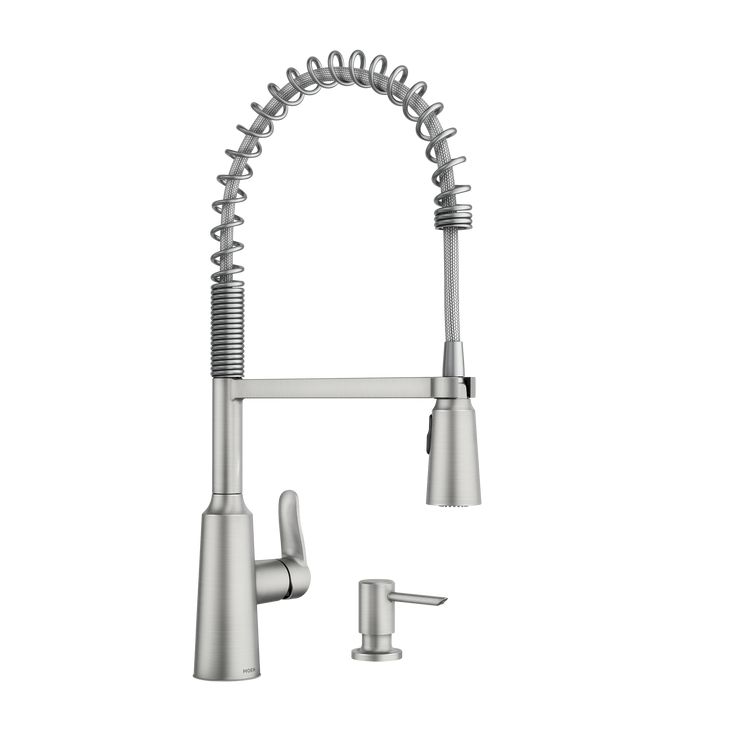 Moen Edwyn Spot Resist Stainless 1-Handle Deck Mount Pull-Down Handle/Lever Commercial/Residential Kitchen Faucet (Deck Plate Included)