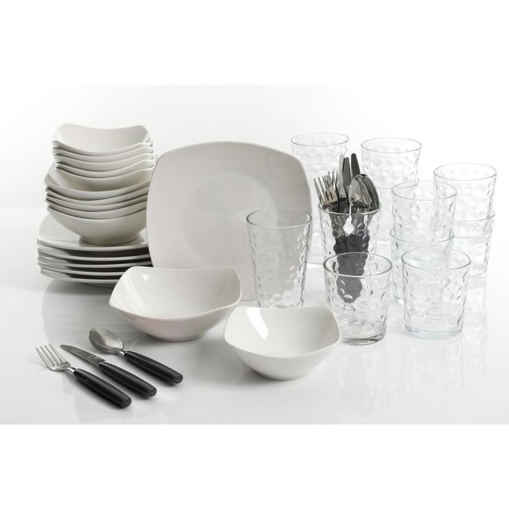 All You Need 48-Piece Modern White Porcelain Dinnerware Set (Service for 6)