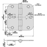 3-1/2 in. Chrome 5/8 in. Radius Security Door Hinges Value Pack (3-Pack)