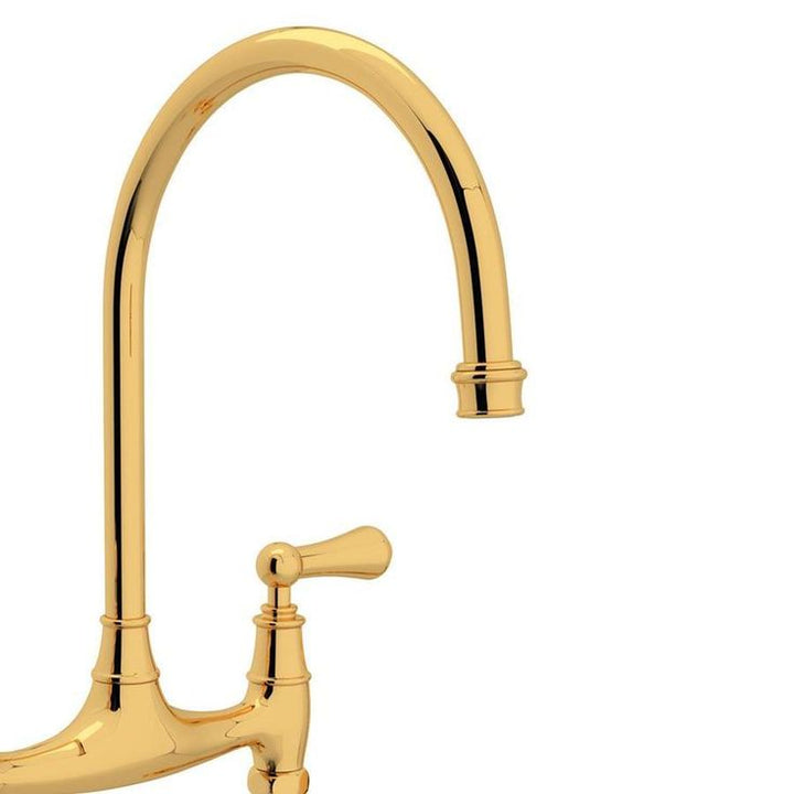Rohl Perrin and Rowe English Gold 2-Handle Deck-Mount Bridge Handle Kitchen Faucet