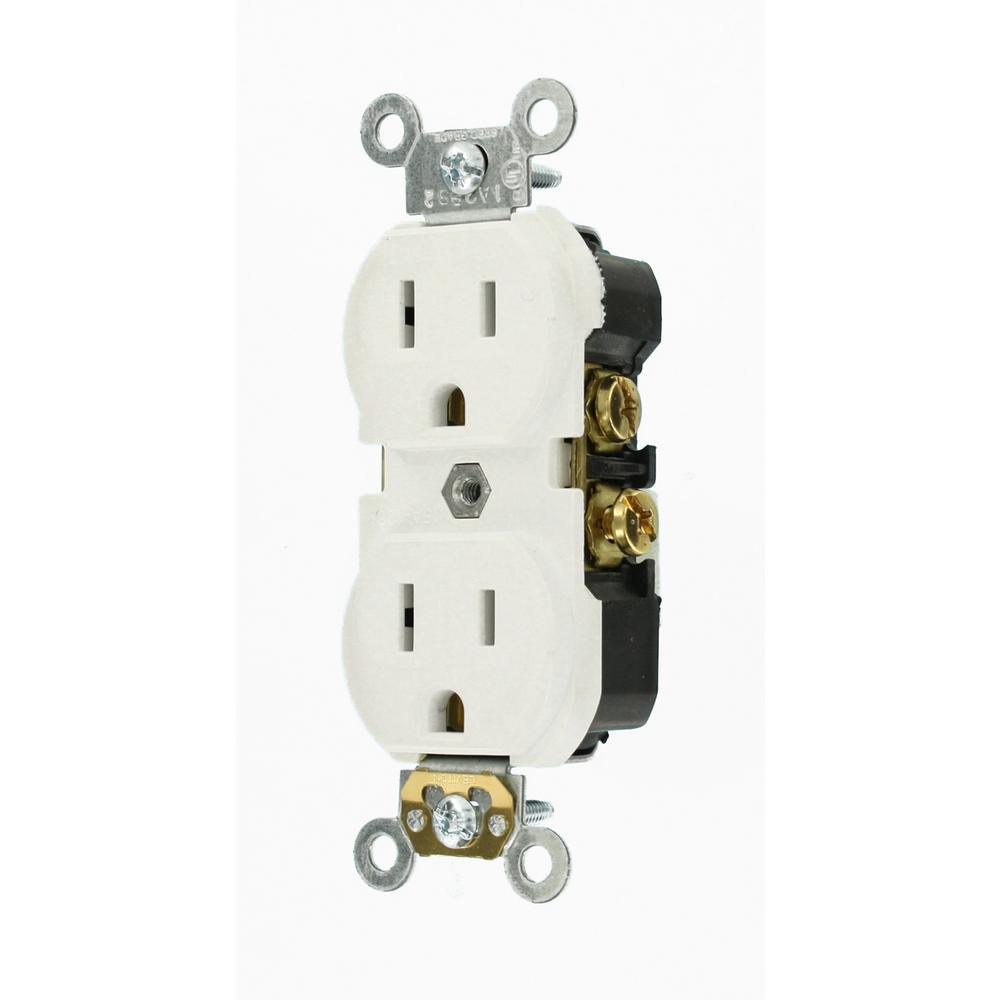 15 Amp Commercial Grade Duplex Outlet, White (10 Pack) - Super Arbor