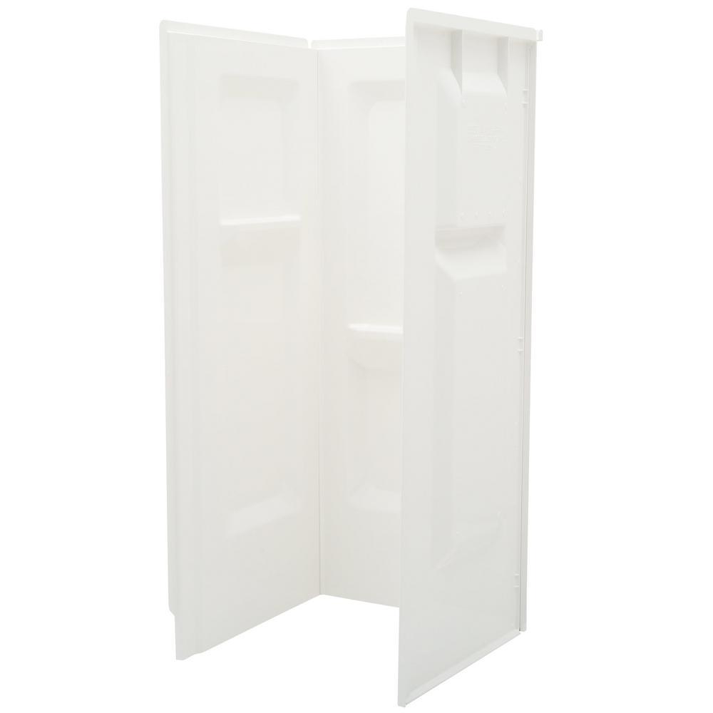 Durawall 32 in. x 32 in. x 73-1/4 in. 3-Piece Direct-to-Stud Alcove Shower Wall Set in White - Super Arbor