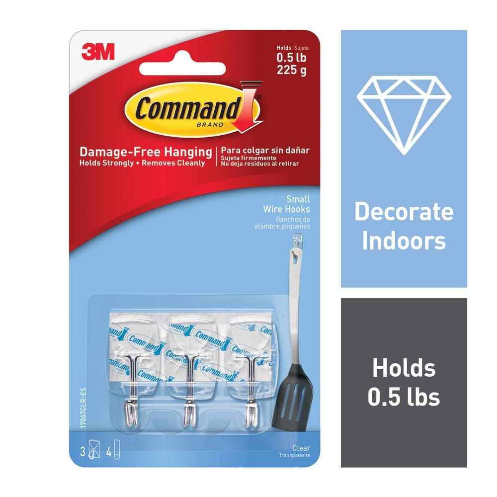 Small Clear Wire Hooks with Clear Strips (3-Pack) - Super Arbor