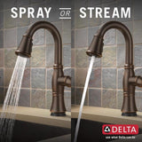 Delta Cassidy Touch2O Venetian Bronze 1-Handle Deck-Mount Pull-Down Touch Kitchen Faucet