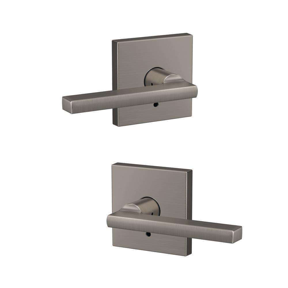 Custom Latitude Satin Nickel Collins Trim Dummy Door Lever (2-pack) - Super Arbor