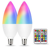 YANSUN 20-Watt Equivalent E12 B11 Dimmable Color Changing LED Light Bulb with Remote Control (2-Pack)