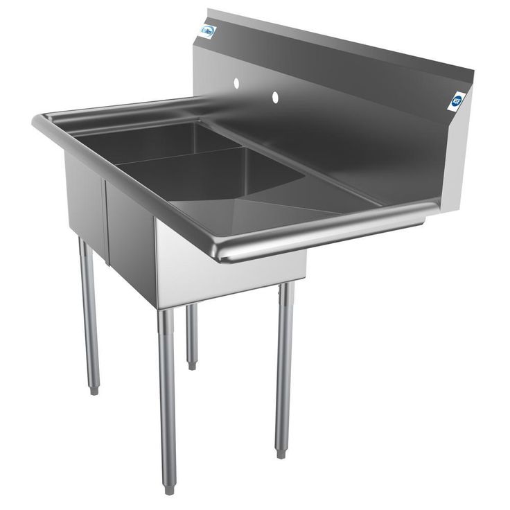 Freestanding Stainless Steel 43 in. 2-Hole Double Bowl Commercial Kitchen Sink