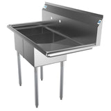 Freestanding Stainless Steel 43 in. 2-Hole Double Bowl Commercial Kitchen Sink