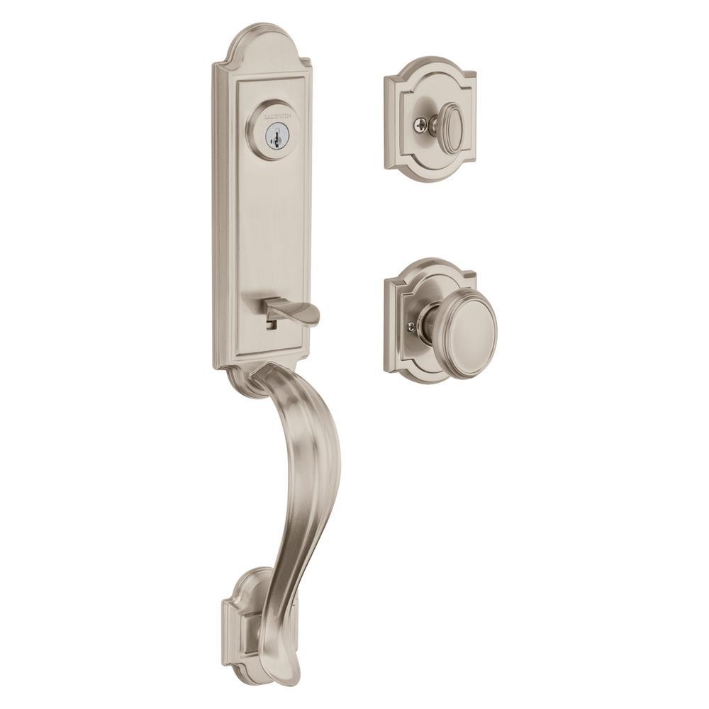 Prestige Avendale Single Cylinder Lifetime Polished Brass Door Handleset with Alcott Door Knob feat SmartKey Security - Super Arbor