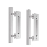 12 in. Black Square Pull and Flush Sliding Barn Door Handle Set (2-Pack) - Super Arbor