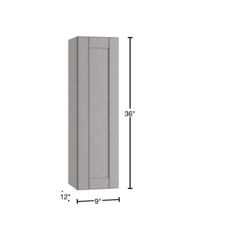 Home Decorators Collection Washington Veiled Gray Plywood Shaker Assembled Wall Kitchen Cabinet Soft Close Left 9 in W x 12 in D x 36 in H