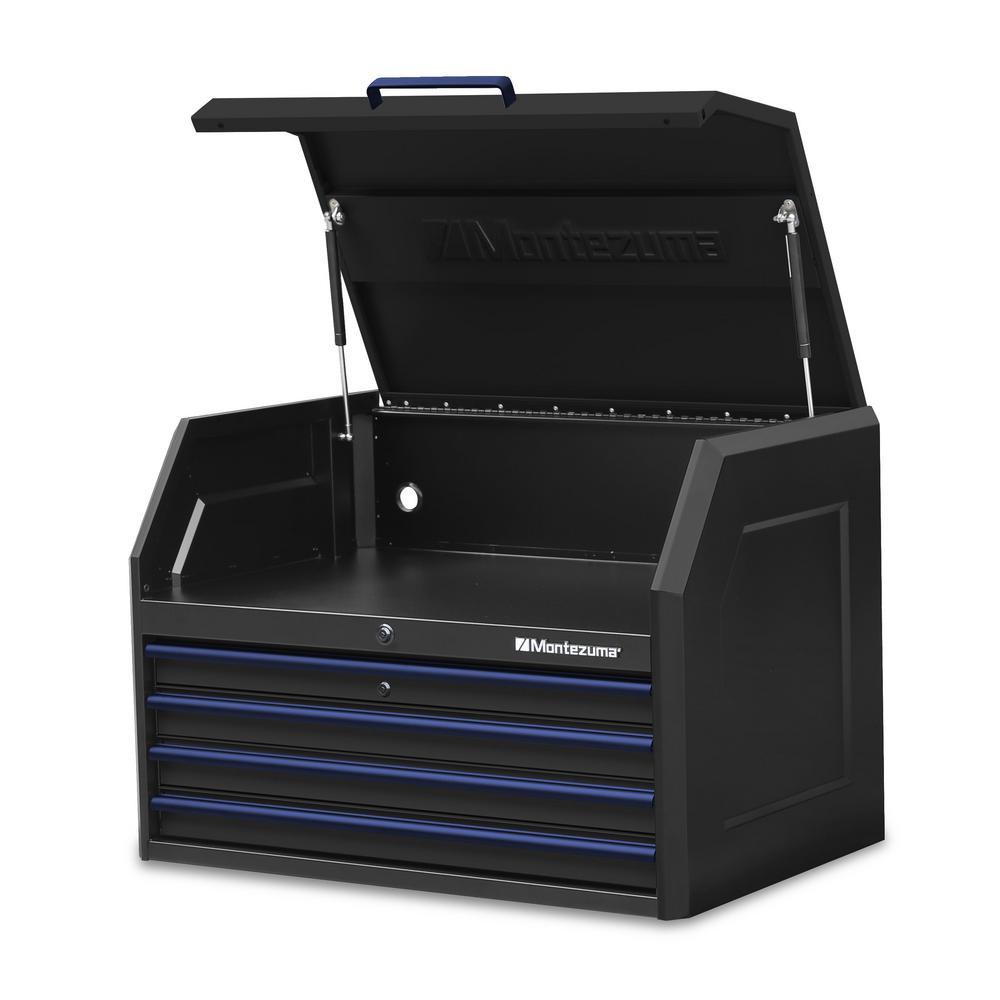 24 in. x 36 in. 10-Drawer Tool Chest and Cabinet Combo with Power and USB Outlets in Black and Blue - Super Arbor
