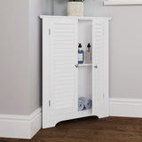 Ellsworth 18 in. L x 31-1/4 in. H x 25-1/2 in. H Freestanding MDF 3-Shelf Corner Cabinet in White - Super Arbor