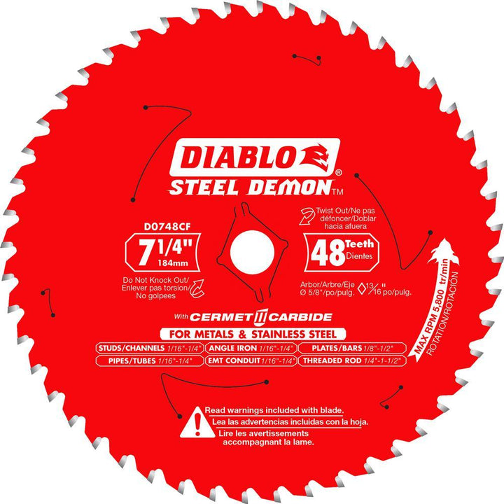 7-1/4 in. x 48-TPI Cermet Steel Demon Ferrous Metal Cutting Saw Blade - Super Arbor