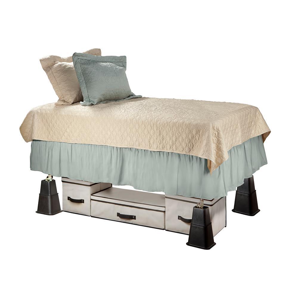 Adjustable 8-Piece Black Bed Risers Set - Super Arbor
