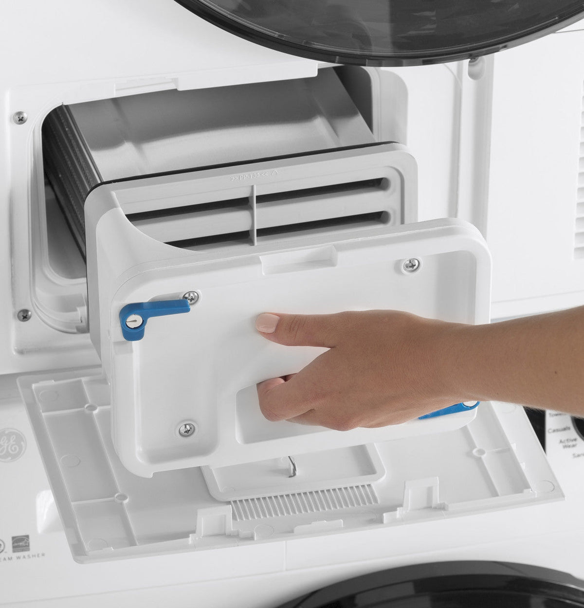 GE 4.1-cu ft Stackable Ventless Electric Dryer (White)