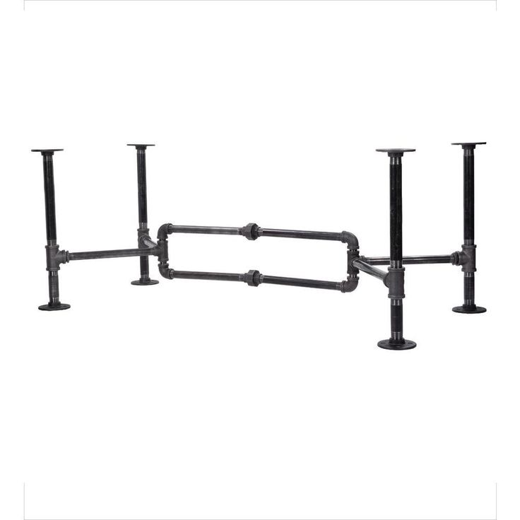 3/4 in. x 3.8 ft. L x  16.5  in. H Black Steel Pipe Loop Design Coffee Table Kit