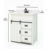 Style Selections Morriston 30-in White Single Sink Bathroom Vanity with White Engineered Stone Top