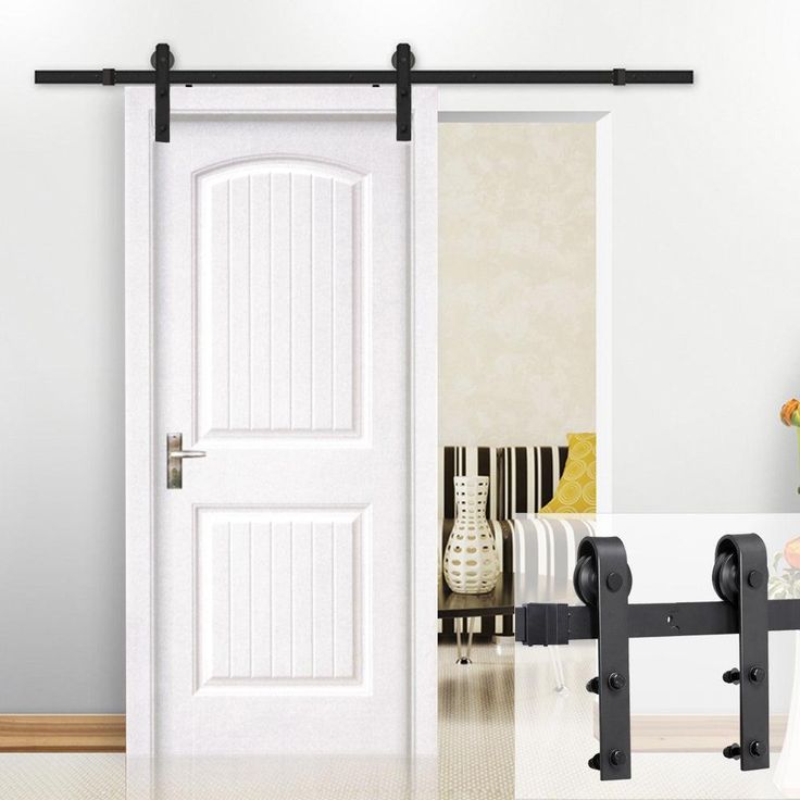 8Ft Sliding Barn Door Hardware Kit Set Antique Style Single Closet Wood Track System Black