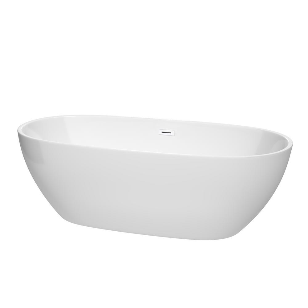 Juno 5.3 ft. Acrylic Flatbottom Non-Whirlpool Bathtub in White with Polished Chrome Trim - Super Arbor