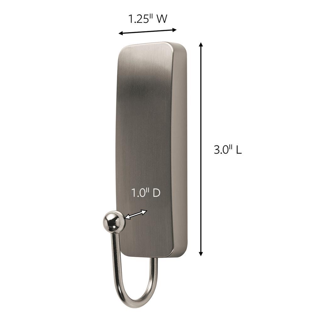 Medium Brushed Nickel Hooks (2-Hooks and 4-Adhesive Strips) - Super Arbor
