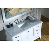 Cambridge 55 in. Bath Vanity in White with Marble Vanity Top in Carrara White with White Basin - Super Arbor