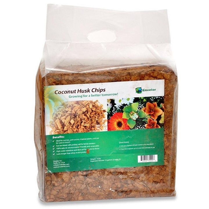 Envelor 10 lbs. Natural Coco Coir Husk Chips Coconut Coir Fiber Mulch - Super Arbor