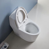 12 in. Rough-In 1-piece 1.1/ 1.6 GPF Dual Flush Elongated Siphonic Jet Toilet in White, Seat Included - Super Arbor