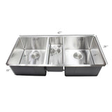 Undermount 16-Gauge Stainless Steel 42x20x10 in. Triple Bowl Kitchen Sink Combo with Silicone Gloves and Strainer - Super Arbor