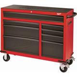46 in. 16-Drawer Steel Tool Chest and Rolling Cabinet Set, Textured Red and Black Matte - Super Arbor