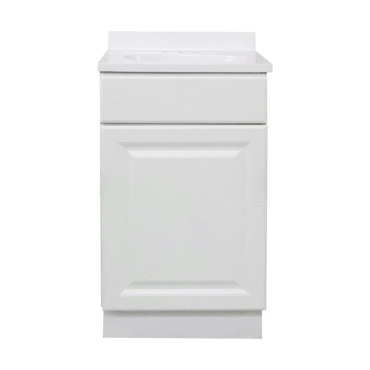 Wyndham RTA 18 in. x 16 in. x 33 in. 1-Door Bath Vanity in White w/ 4 in. Centerset Solid White CM Vanity Top w/ Basin