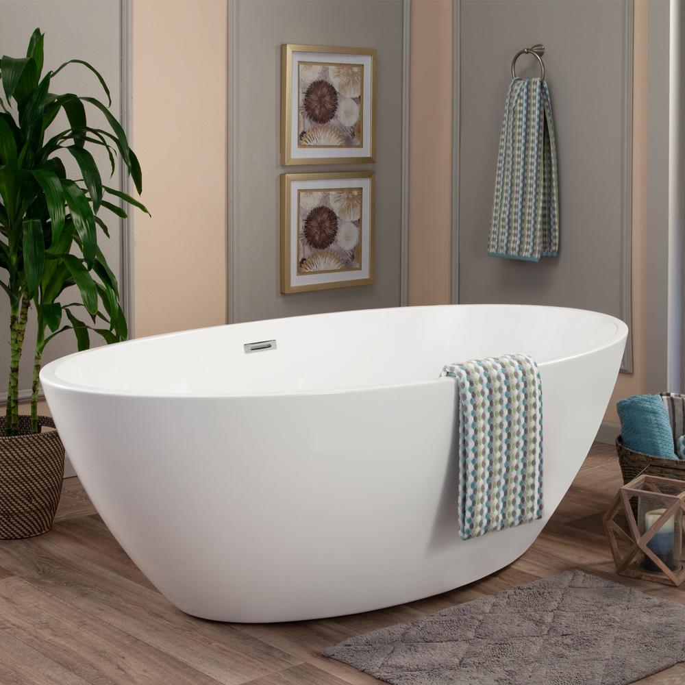 Jolie 55 in. Acrylic Flatbottom Non-Whirlpool Soaking Bathtub in White - Super Arbor