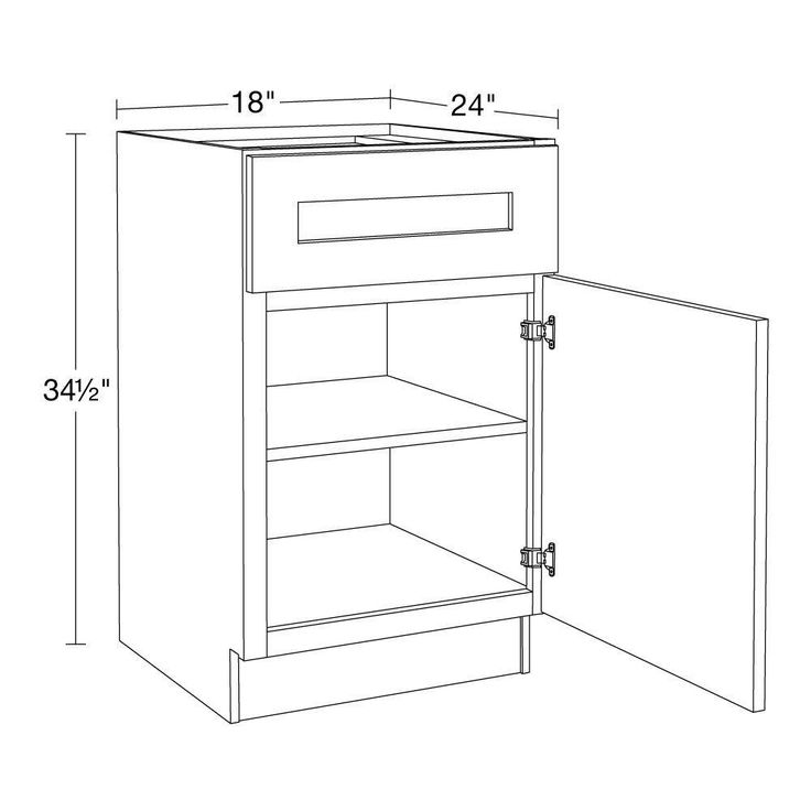 Home Decorators Collection Newport 18 in. W x 24 in. D x 34.5 in. H Assembled Plywood Base Kitchen Cabinet in Deep Onyx with Soft Close RH