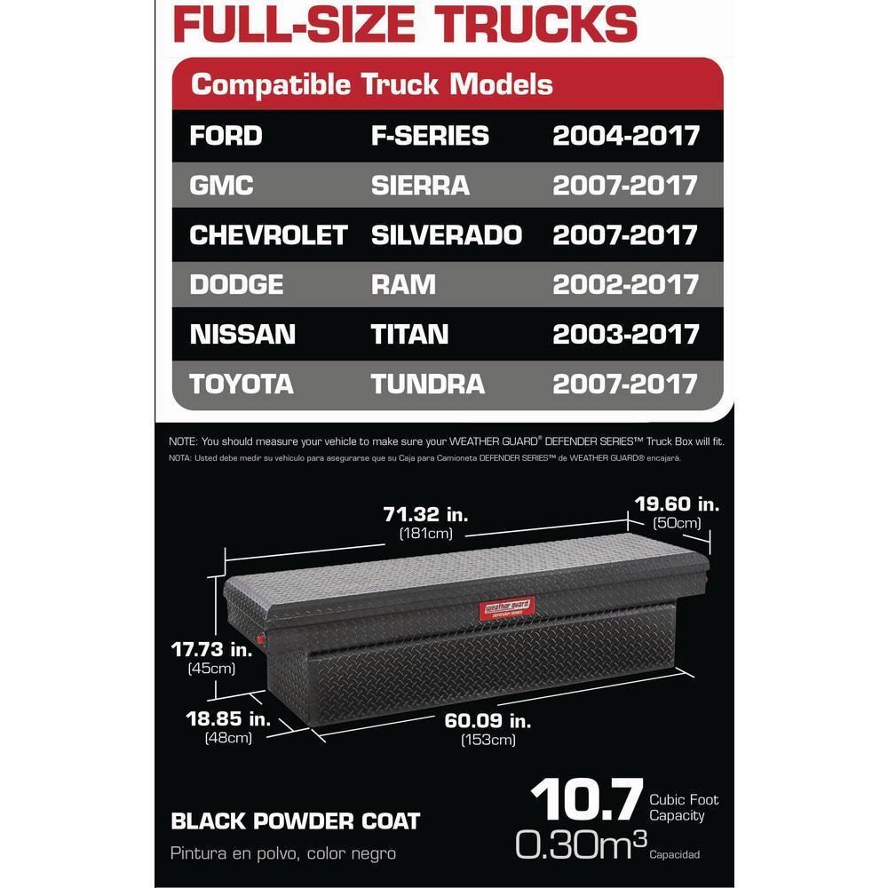 Weather Guard 71.38 in. Matte Black Aluminum Full Size Crossbed Truck Tool Box - Super Arbor