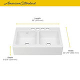 Delancey Farmhouse Apron Front Cast Iron 36 in. 4-Hole Double Bowl Kitchen Sink in Brilliant White