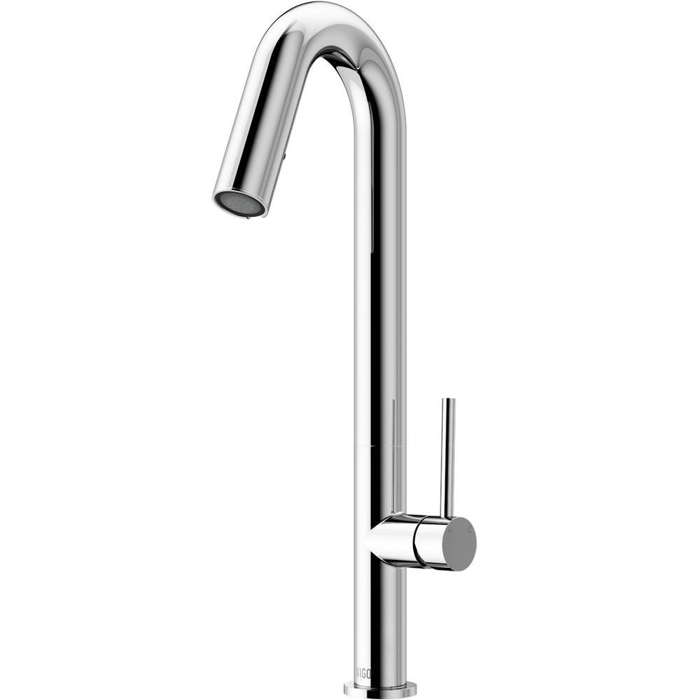 Oakhurst LED Light Pull-Down Single Handle Kitchen Faucet in Matte Black - Super Arbor