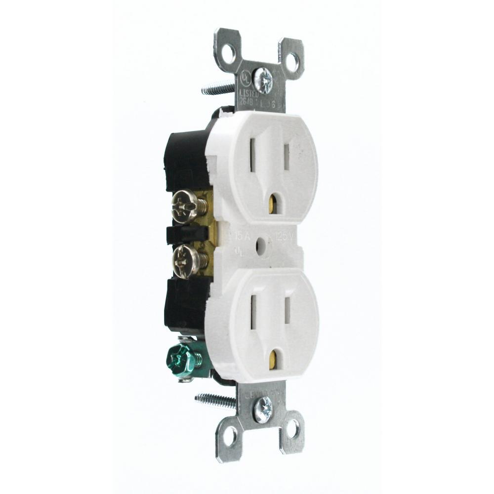 15 Amp Tamper-Resistant Duplex Outlet, White - Super Arbor