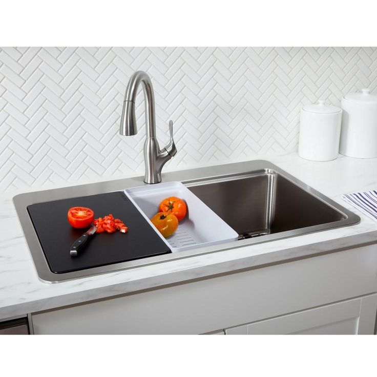 Avenue Stainless Steel 33 in. Single Bowl Undermount/Drop-in Kitchen Sink with Faucet and Workstation Kit