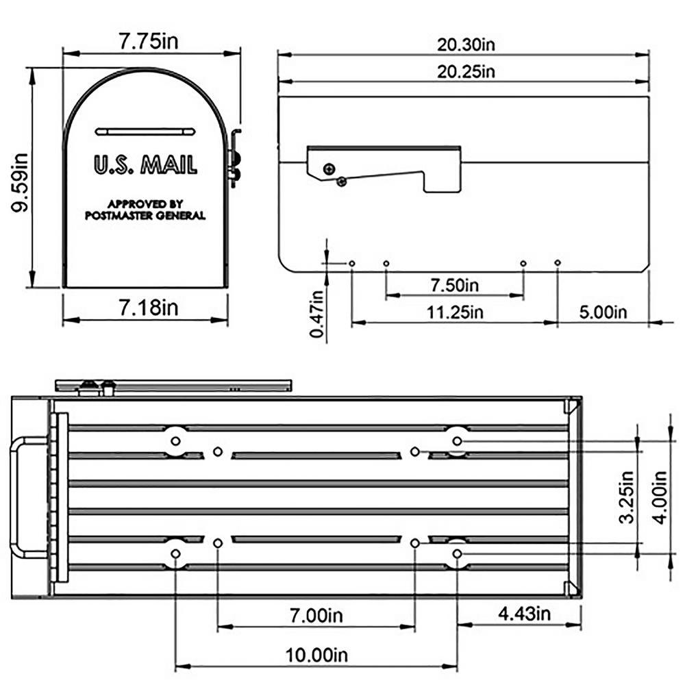Ironside Large, Steel, Post Mount Mailbox, Black - Super Arbor