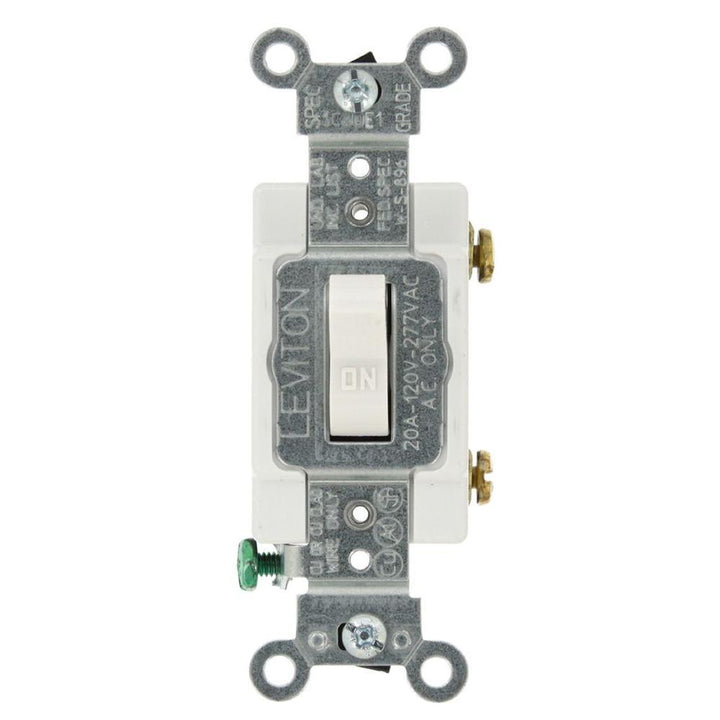 20 Amp Single-Pole AC Quiet Toggle Switch, White - Super Arbor