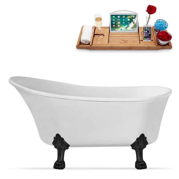 67 in. Acrylic Clawfoot Non-Whirlpool Bathtub in White - Super Arbor