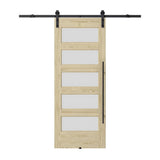 37 in. x 84 in. x 1-1 3/8 in. Chalet Unfinished Knotty Pine Wood Barn Sliding Door Hardware Kit - Super Arbor