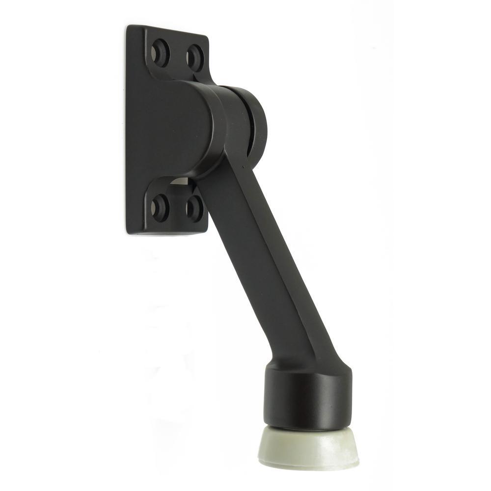 4-1/2 in. Solid Brass Square Kick Down Door Stop in Satin Nickel - Super Arbor