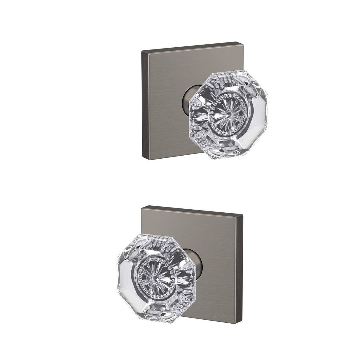 Schlage Custom Alexandria Glass Door Knob with Collins Trim – Matte Black, Combined Interior