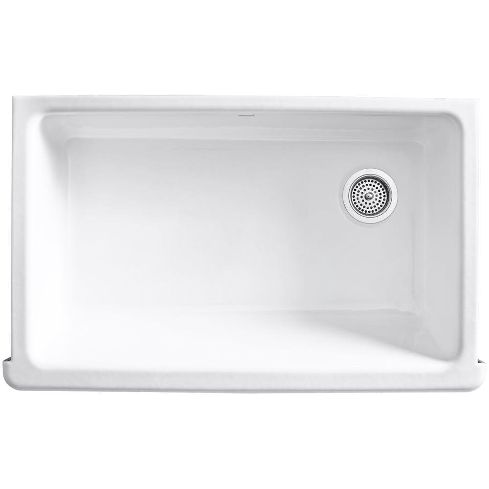 Whitehaven Farmhouse Apron Front Self-Trimming Cast Iron 36 in. Single Bowl Kitchen Sink in White - Super Arbor