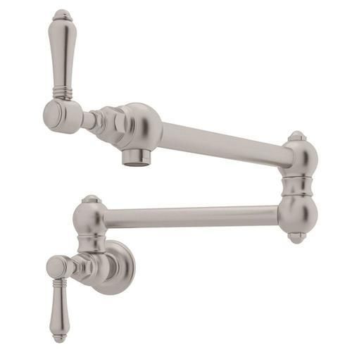 Rohl Italian Kitchen Satin Nickel 2-Handle Wall-Mount Pot Filler Handle Kitchen Faucet