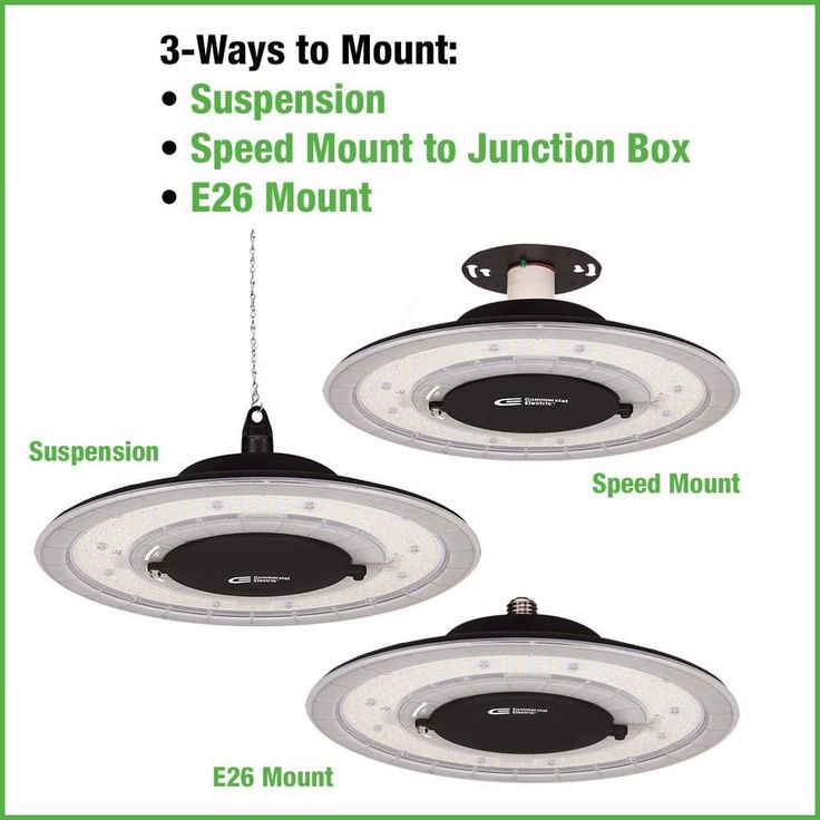 Commercial Electric 12 in. 12000 Lumens 100-Watt Lightweight Round Integrated LED High Bay Light 120-277V Mounting Options Dimmable